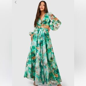 Boohoo floral print chiffon maxi dress